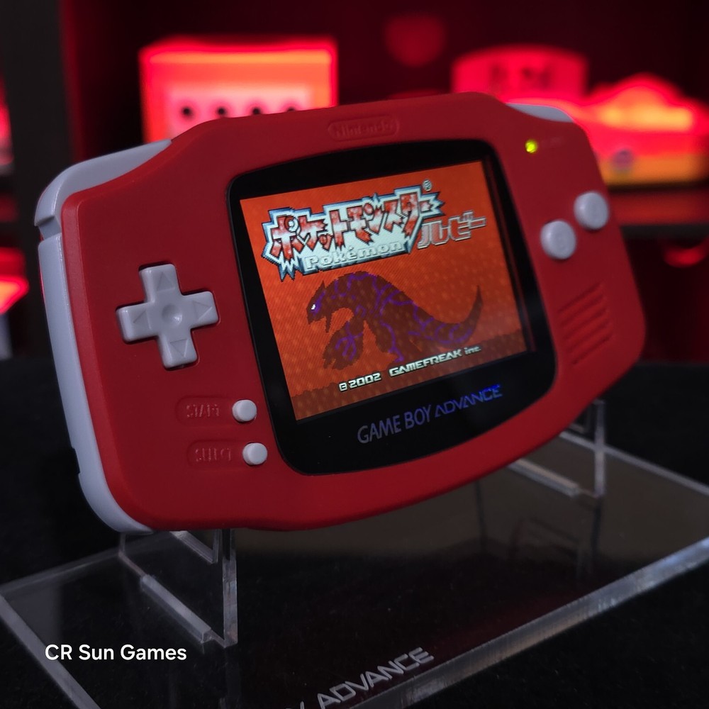 Red Game Boy Advance GBA Console with iPS V5 Backlight Backlit LCD MOD Console