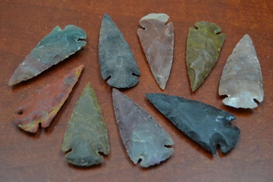 10 PCS ASSORT AGATE STONE SPEARHEAD ARROWHEAD POINT 2 1/2" - 3"