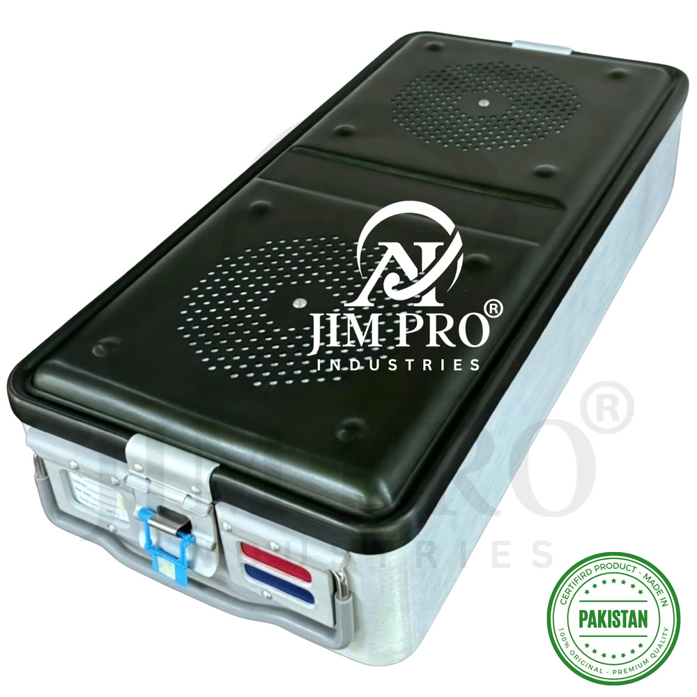 Aluminium Sterilization Container, Bottom & Lid Perforated with 4 filter holders