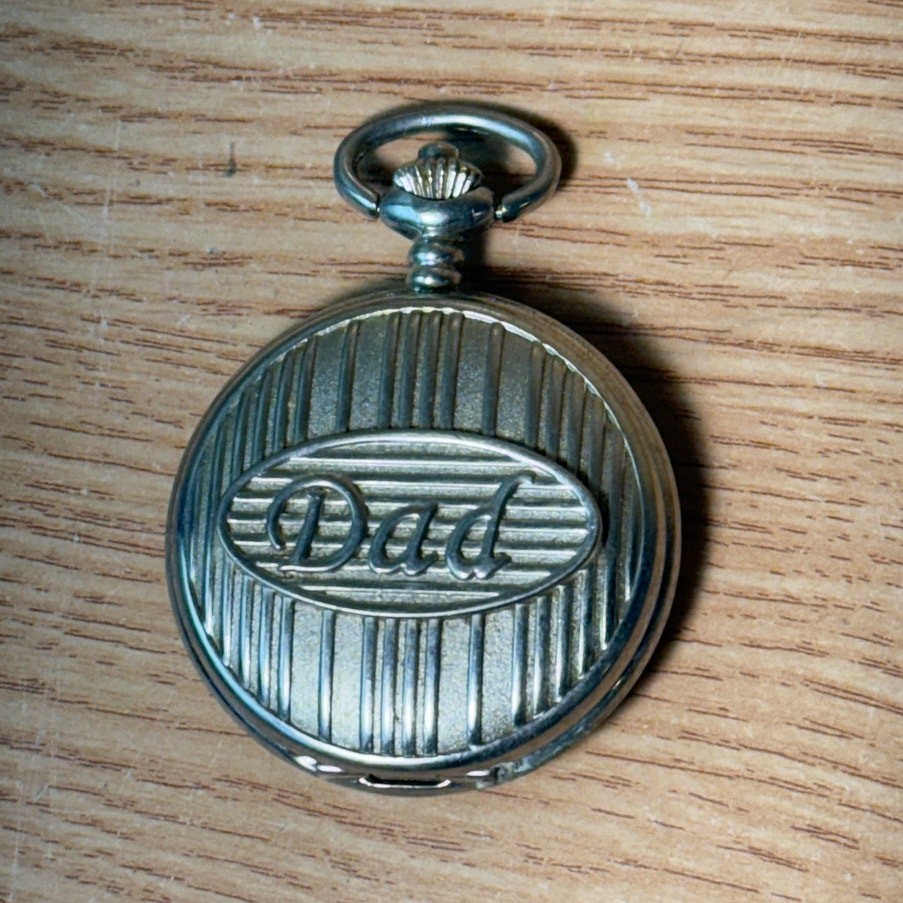 DAD Silver Tone Date Quartz Pocket Watch
