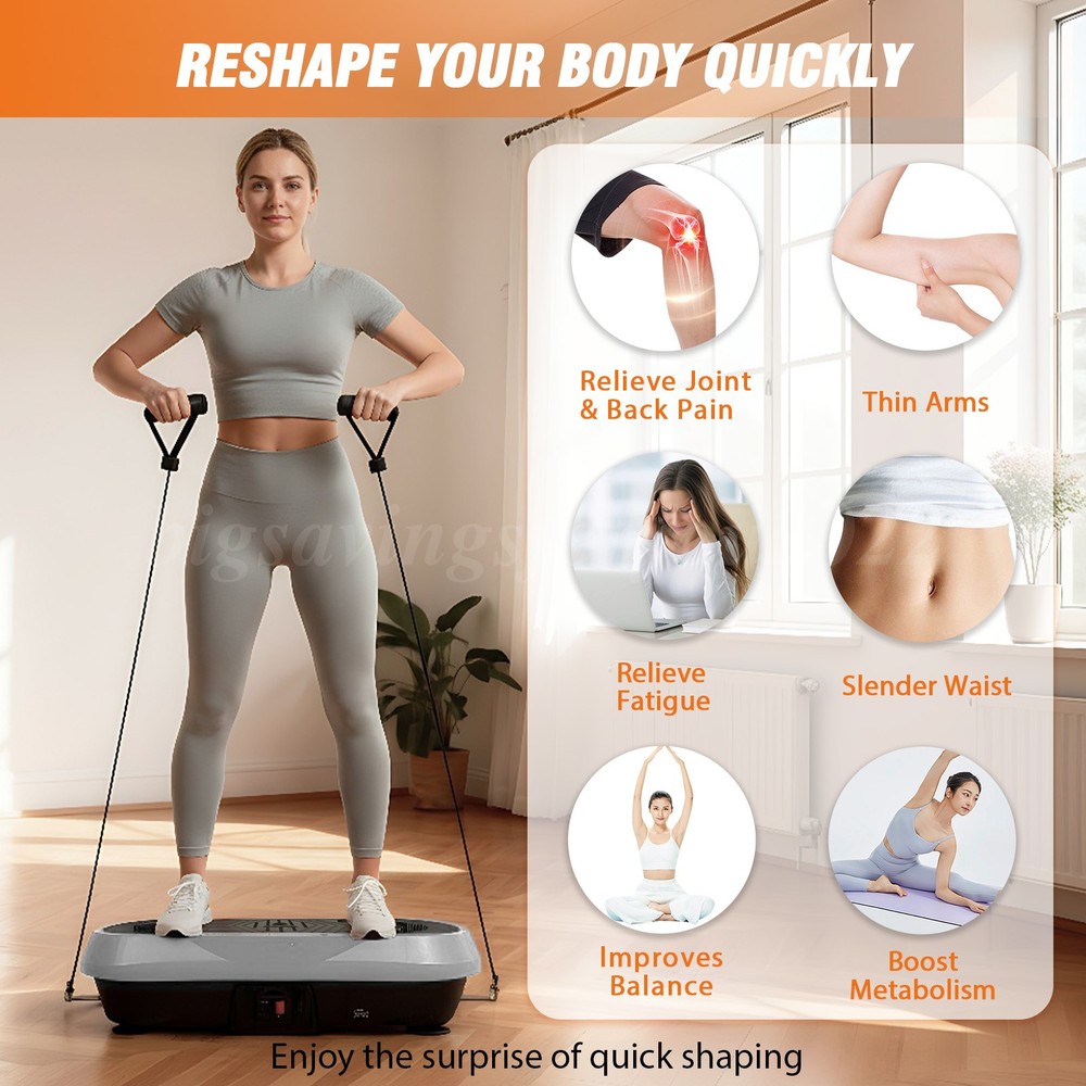 10 AutoMode Vibration Plate Exercise Machine Whole Body Workout Vibrate Platform