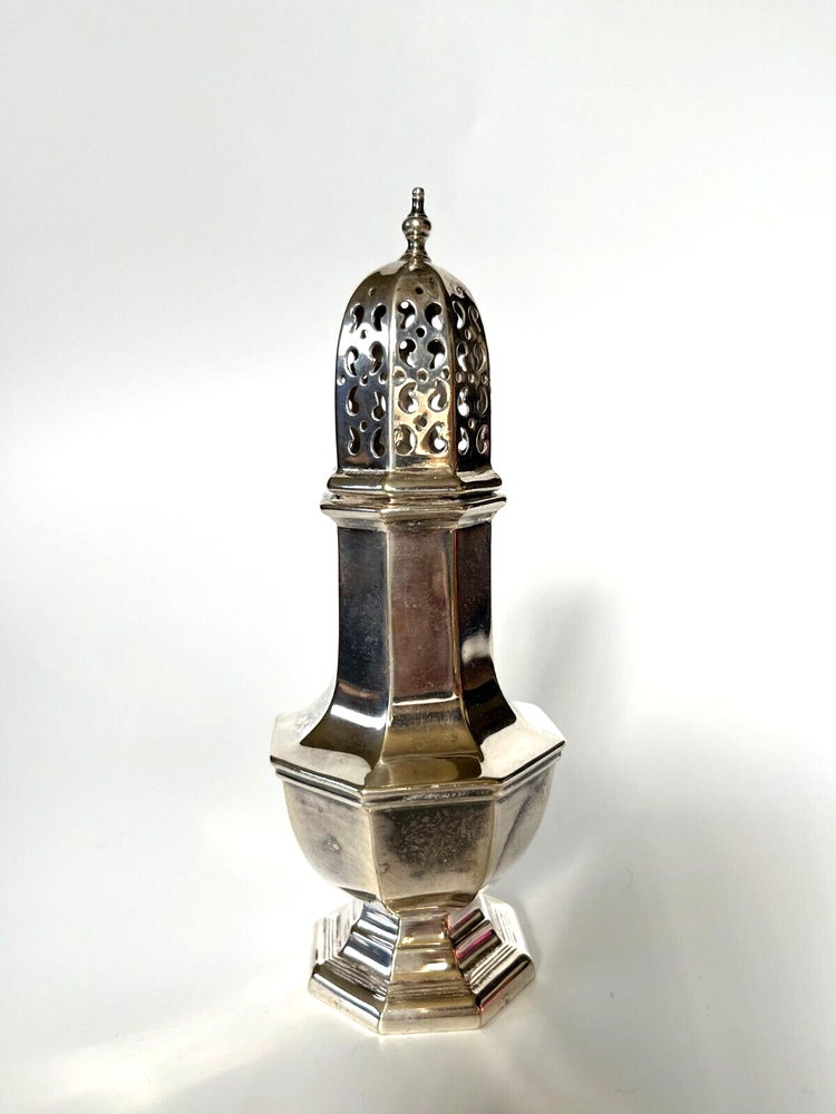 English Octagonal Silverplate Sugar Caster