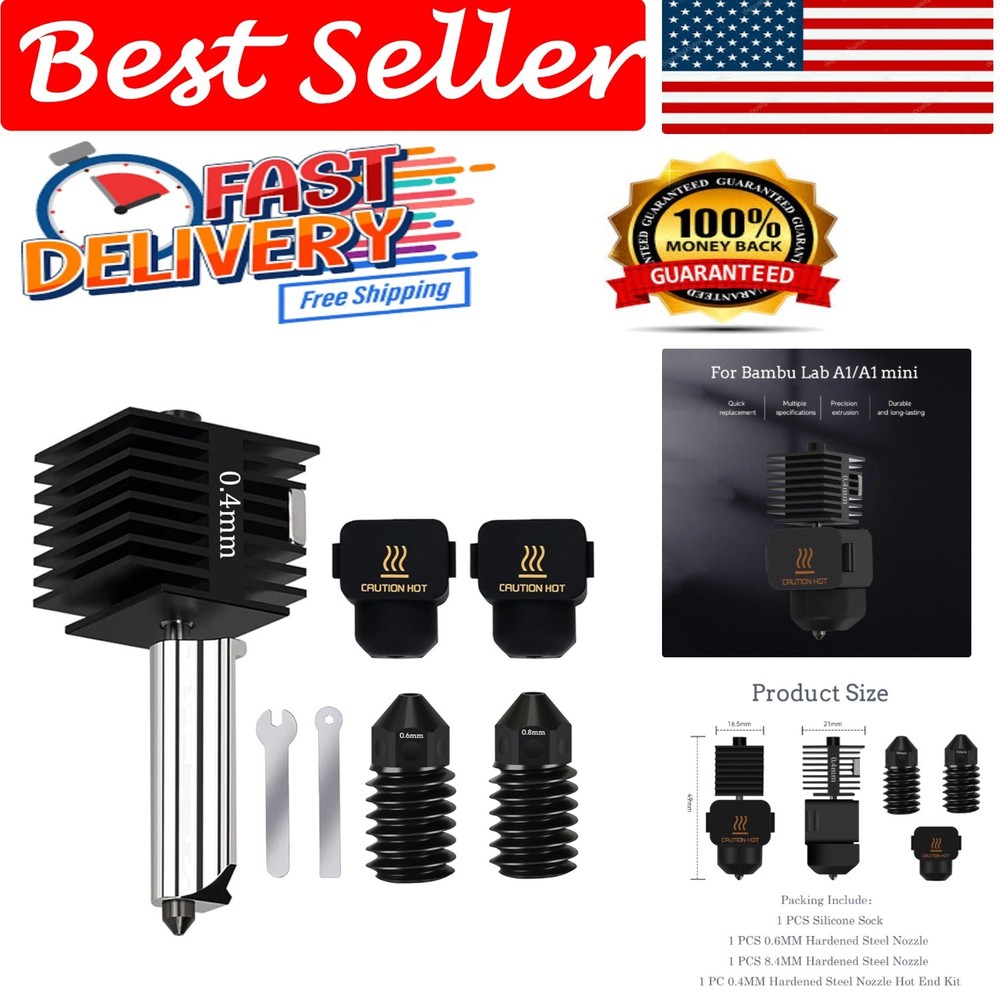 Versatile Hotend Upgrade Kit for Bambu Lab A1 Mini – 3 Nozzle Sizes Available