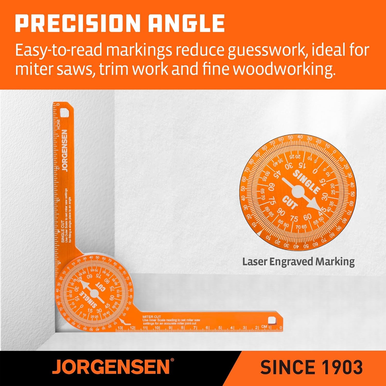 Jorgensen 7 Inch Miter Saw Protractor Aluminum Angle Finder Precision Scales USA