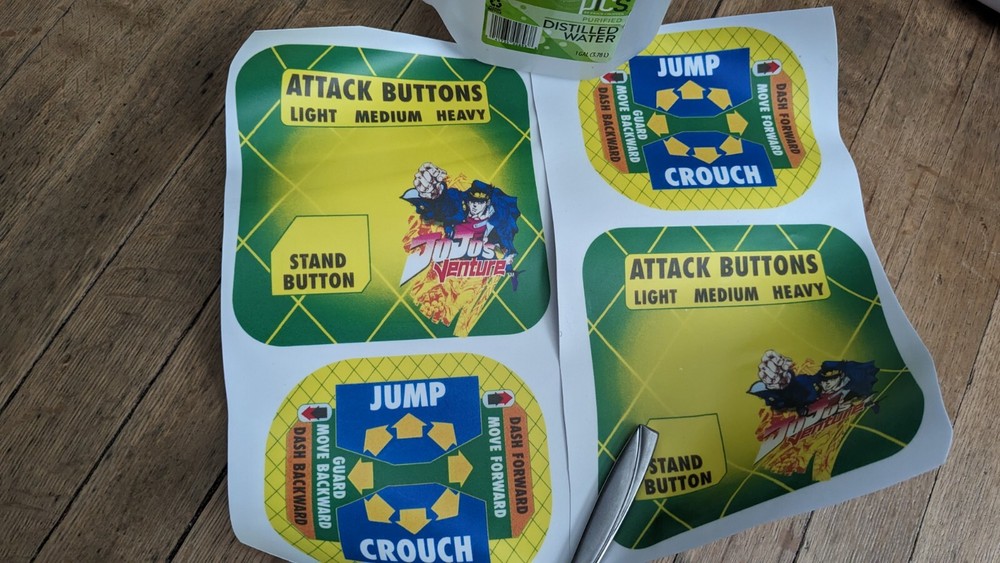 Jojo"S Venture Control Panel Stickers Capcom Naomi