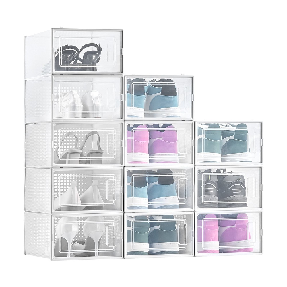 Shoe Storage Boxes,12 Pack Stackable Shoe Boxes Storage Organizers,Fit up to U