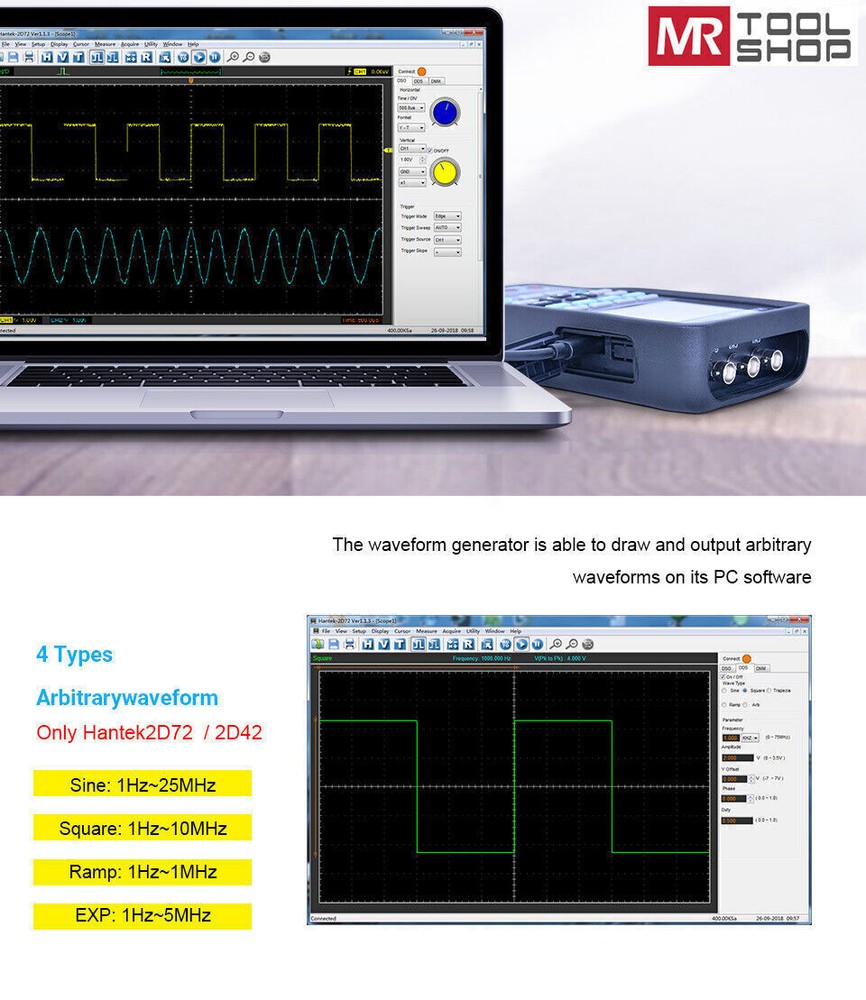 Hantek Handheld Oscilloscope Multimeter Waveform Generator 2D42 2D72 2C72 2C42