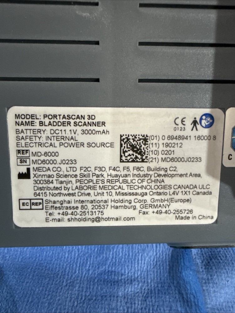 LABORIE MD-6000 PORTASCAN 3D BLADDER SCANNER -untested-
