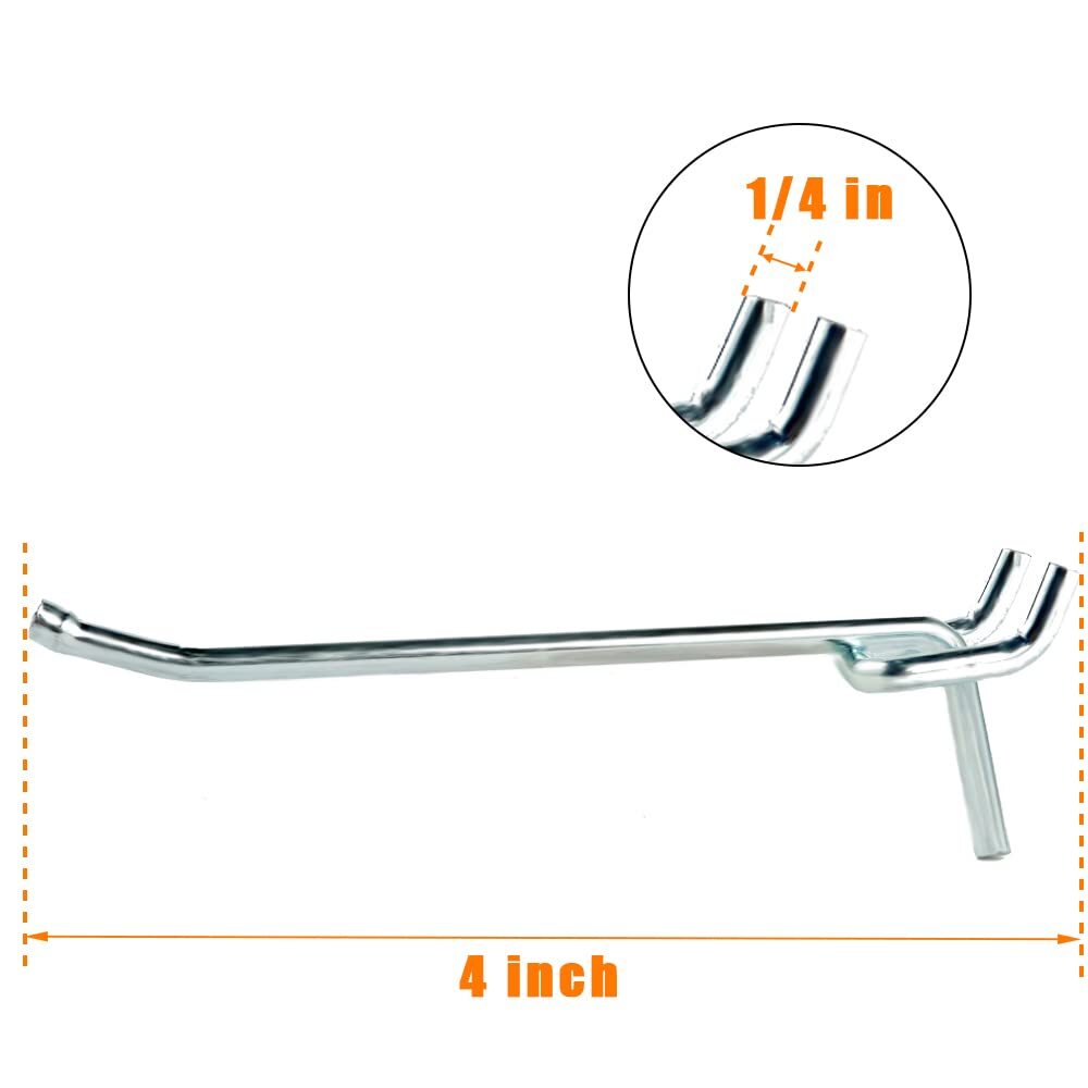 Pegboard Hooks Large Diameter 50-Pack 4 Inch L Shape Small Galvanized Heavy D...