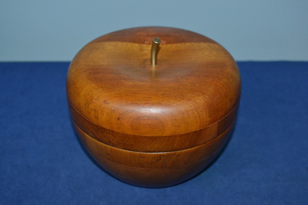 Vintage Solid American Walnut Large Apple Container