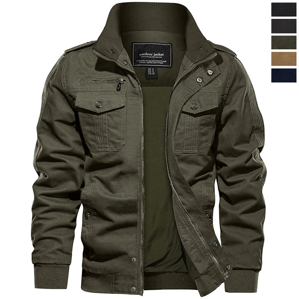 Men's Training Atheletic Bomber Jacket Cargo Sturdy Casual Cotton Work Coats