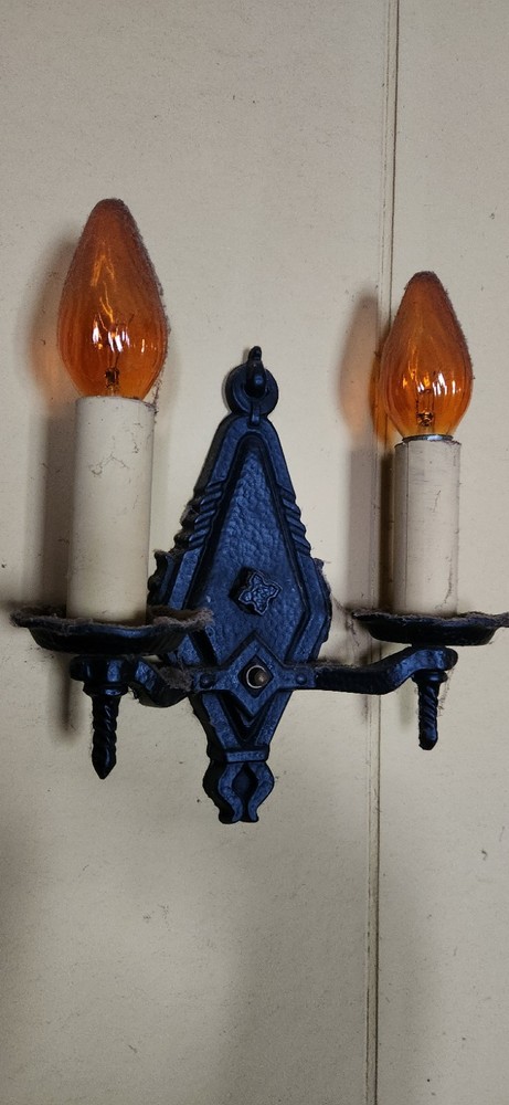 Heavy Halcolite Cast Iron Two Arm Sconce