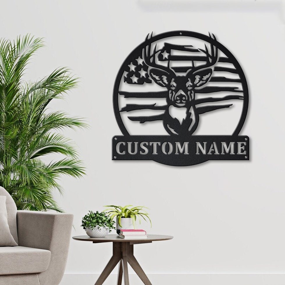 Personalized Deer Hunter Metal Sign LED Light Wall Decor