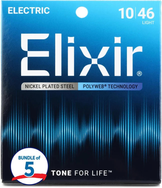Elixir Strings 12050 Polyweb Electric Guitar Strings - .010-.046 Light (5-pack)