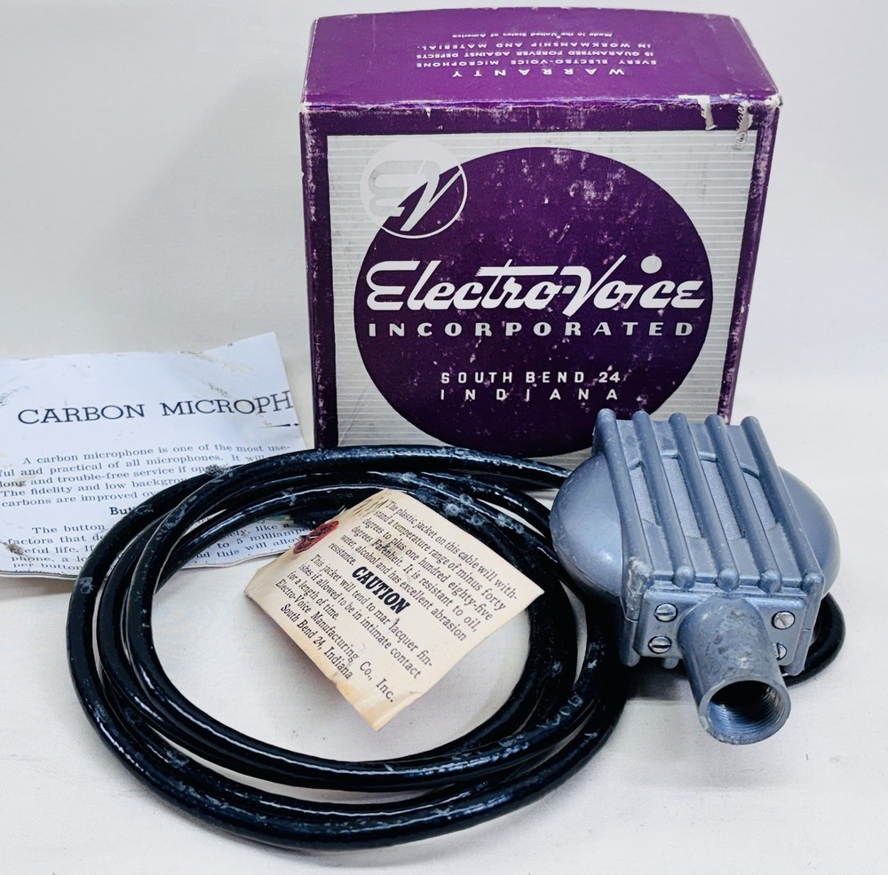 Electro Voice Model 75 Carbon Microphone Vintage w Box Cable Untested