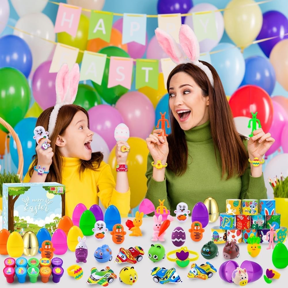 60PACK Pre Filled Easter Eggs with Party Favors Assortment Bulk,Easter Party ...