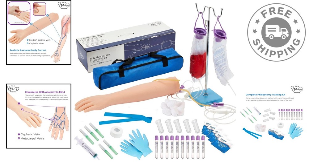 Durable Phlebotomy Practice Kit with HD Tutorials for Confident Nursing Students