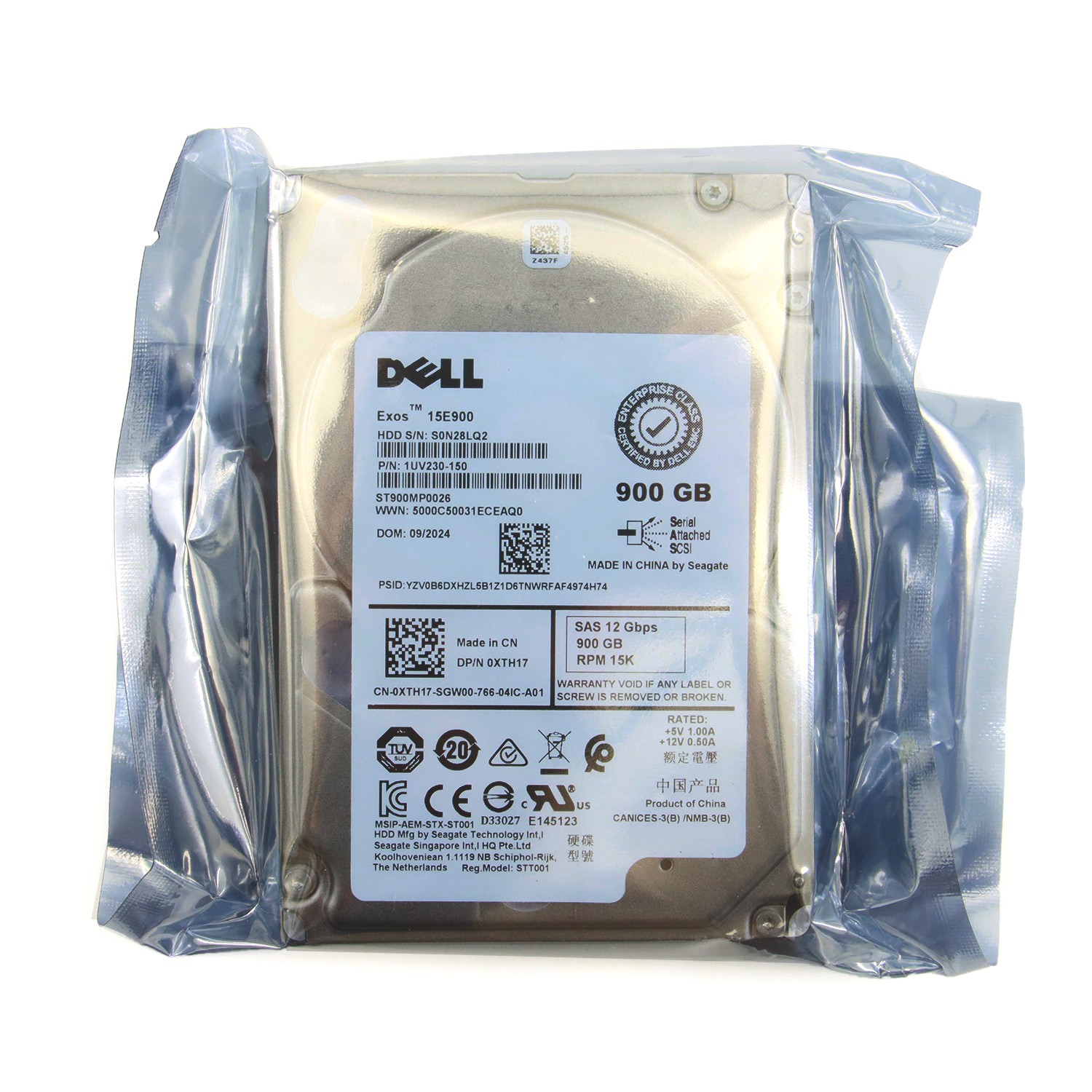 Dell 900GB SAS 15k 2.5" 12G HDD XTH17 Seagate ST900MP0026 in 3.5” Caddy New