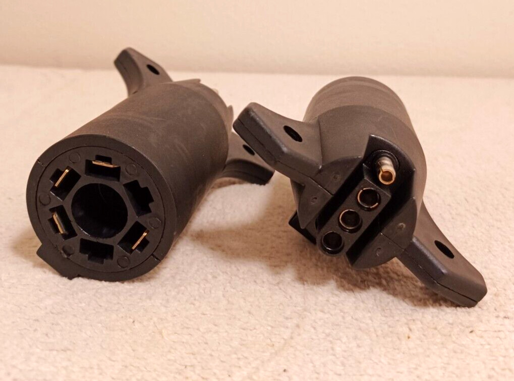 1-NEW 7 WAY ROUND TO 4 PIN TRAILER PLUG WIRE LIGHTING ADAPTER OVER 19,000 SOLD