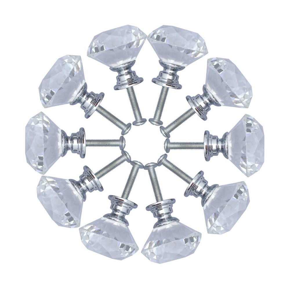 Glass Cabinet Knobs Diamond Shape Pull Handles Dresser Drawer Knobs 20 pcs