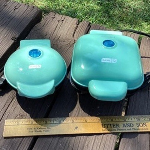 Dash Aqua Mini Waffle Maker and Griddle Set Aqua Teal
