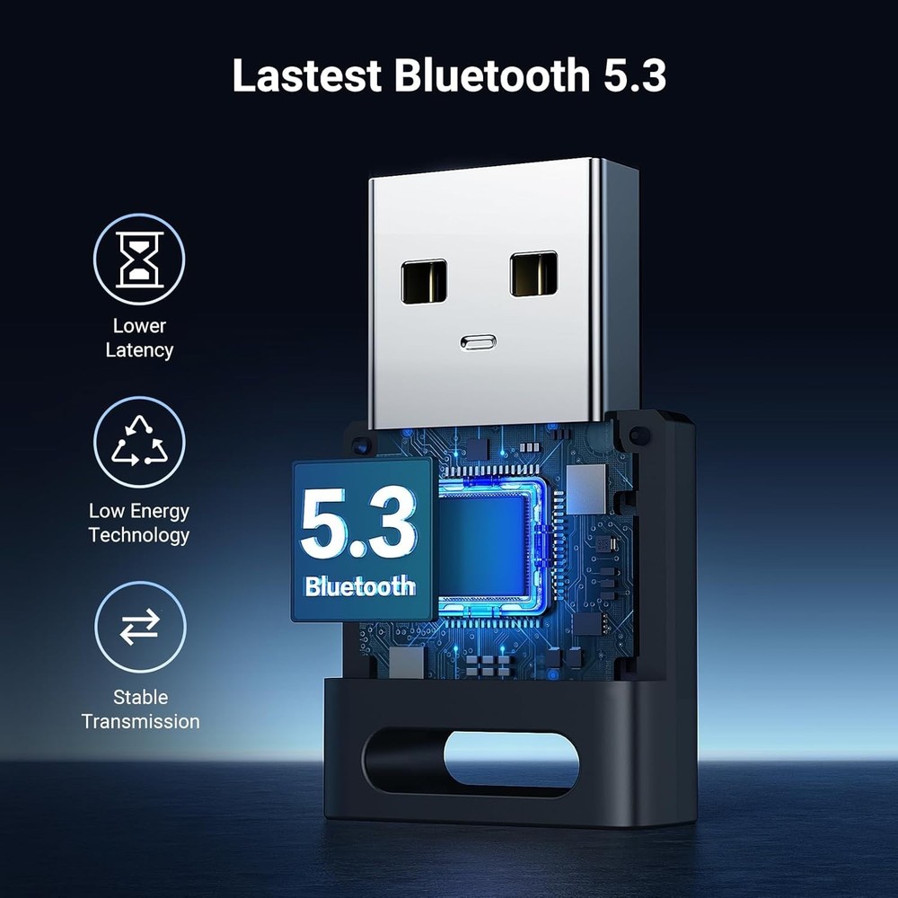 USB Bluetooth 5.3 Adapter for Windows 11 - Connect Up to 5 Devices Effortlessly