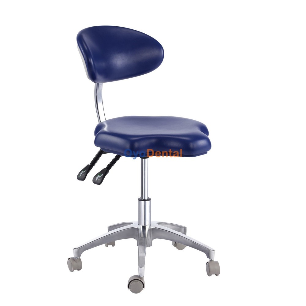 Mobile Dental Stool Adjustable Assistant Hygienist Stool with Back Support