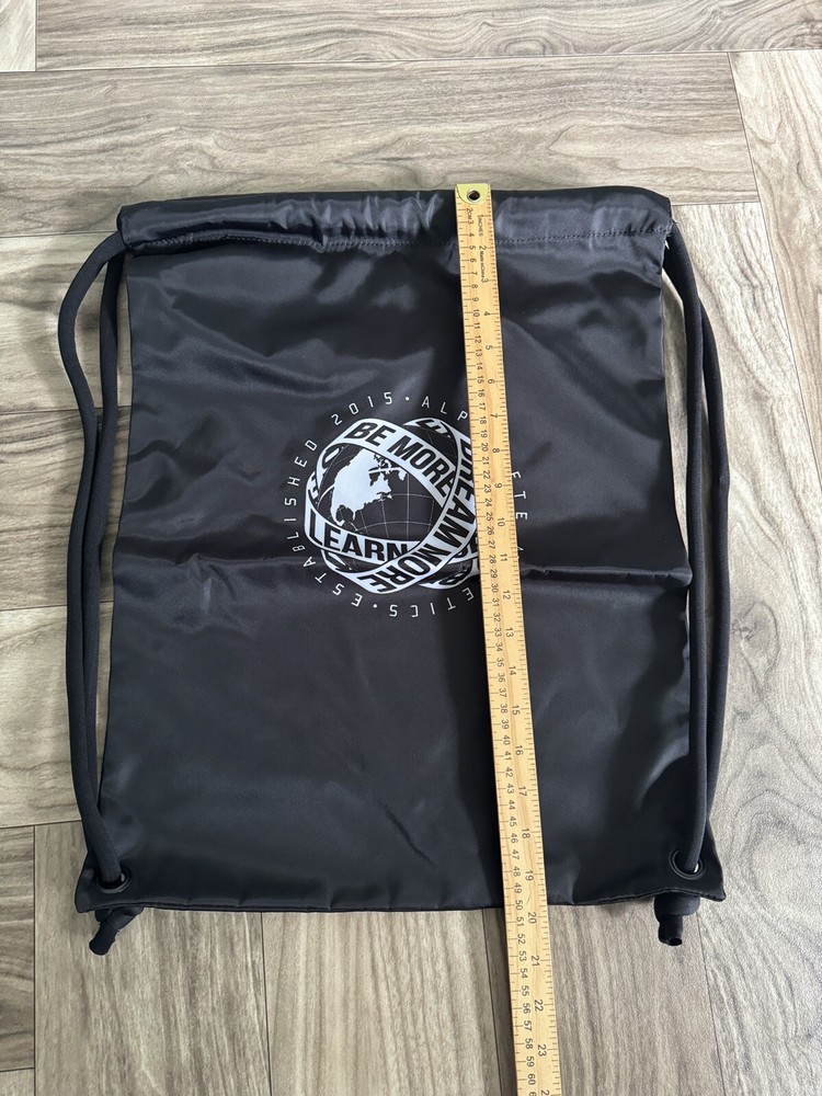 Alphalete Athletics Classic Drawstring Global Impact String Backpack Black