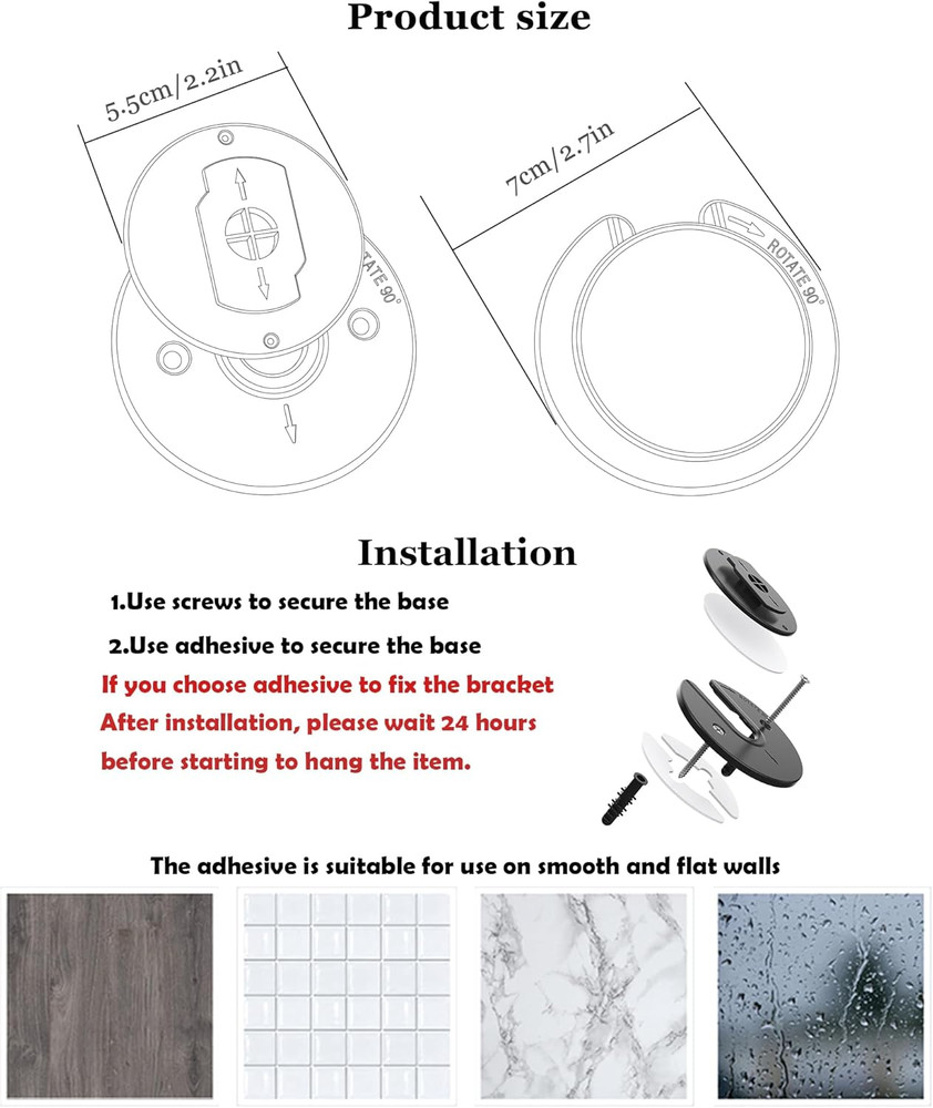 Universal Tablet Wall Mount Adjustable 90 Degrees Rotating Tablet Holder Fit for