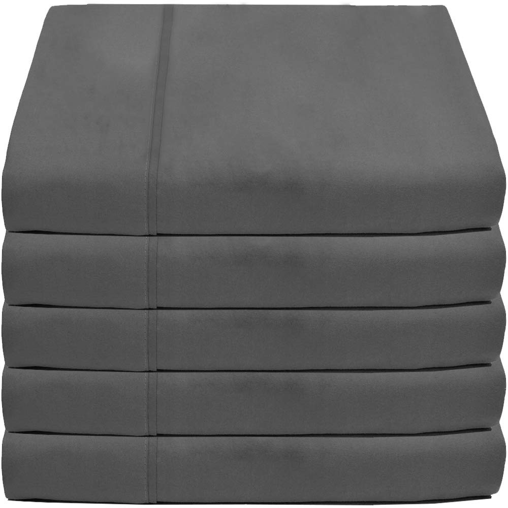 Kitchen Queen 5 Pack Queen Flat Sheets Ultra Soft Microfiber Grey 90x102
