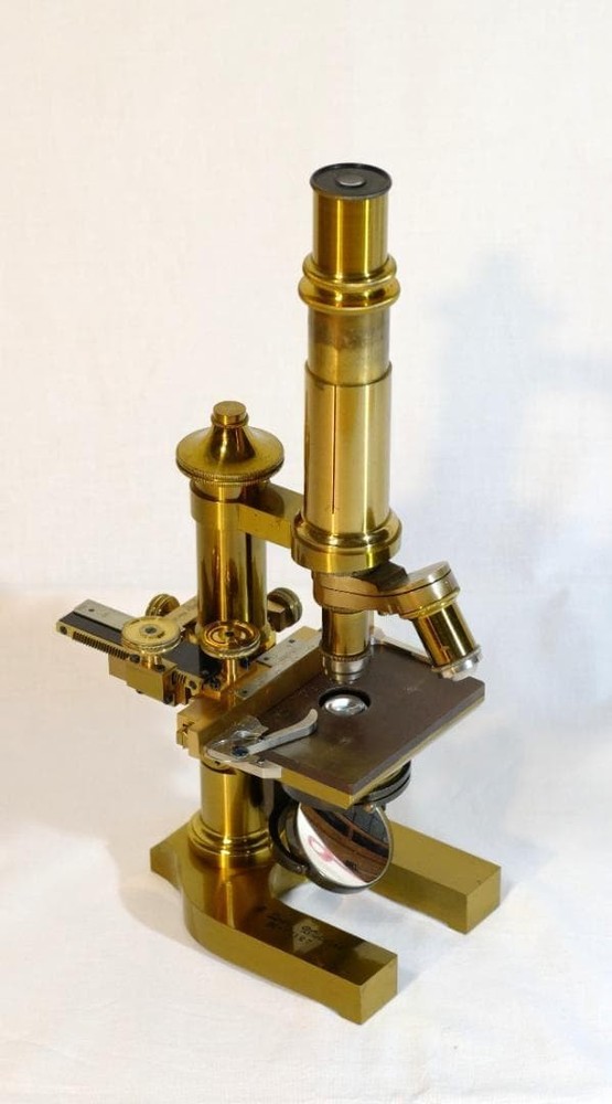 Antique Leitz Mechanical Stage c1890s Brass Microscope Accessory Wetzlar