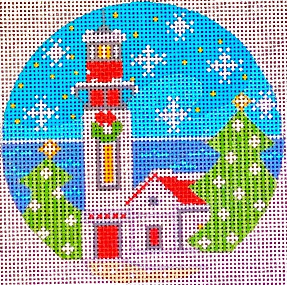 Needlepoint Handpainted Danji Christmas Lighthouse #3 4"