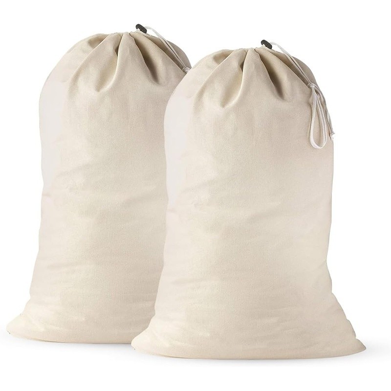 Durable Cotton Drawstring Laundry Bag Large Capacity Multi Purpose Storage Sack