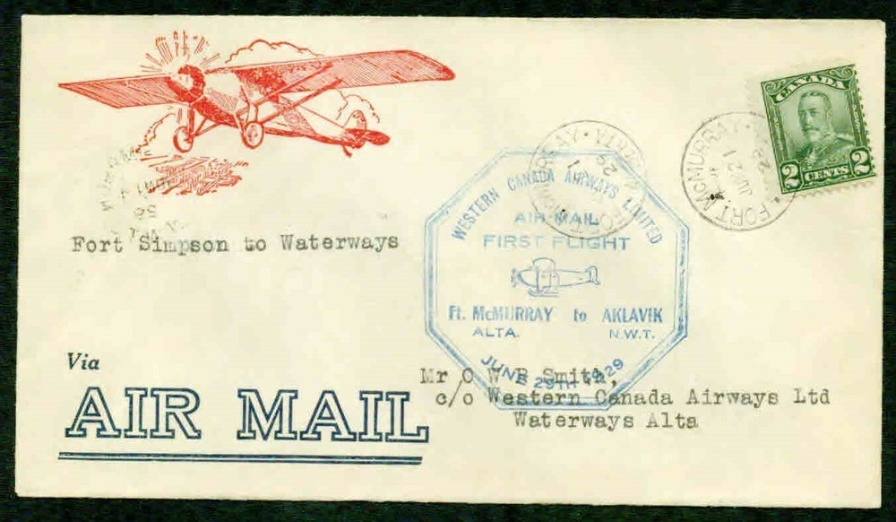CANADA -1929 – FIRST FLIGHT  COVER  ALBERTA/ N.W.T.  - VF°