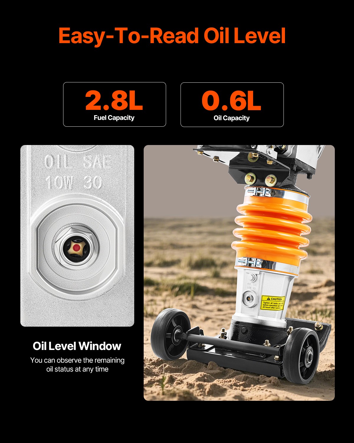 VEVOR 6.5 HP 196 cc Four-Spring Jumping Jack Vibratory Rammer Tamper Compactor