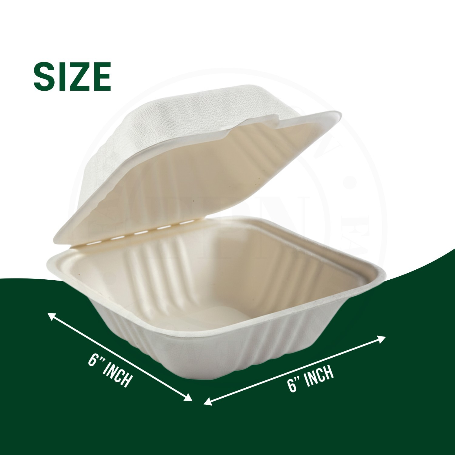 FPN Paper Clamshell Boxes Compostable Takeout Boxes ( 6x6 - 75/150 Ct)
