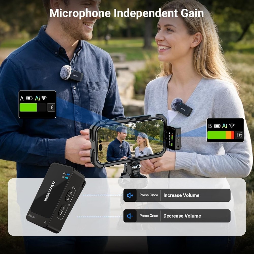 NEEWER CM26 Pro AI Wireless Lavalier Microphone + Charging Case SEALED