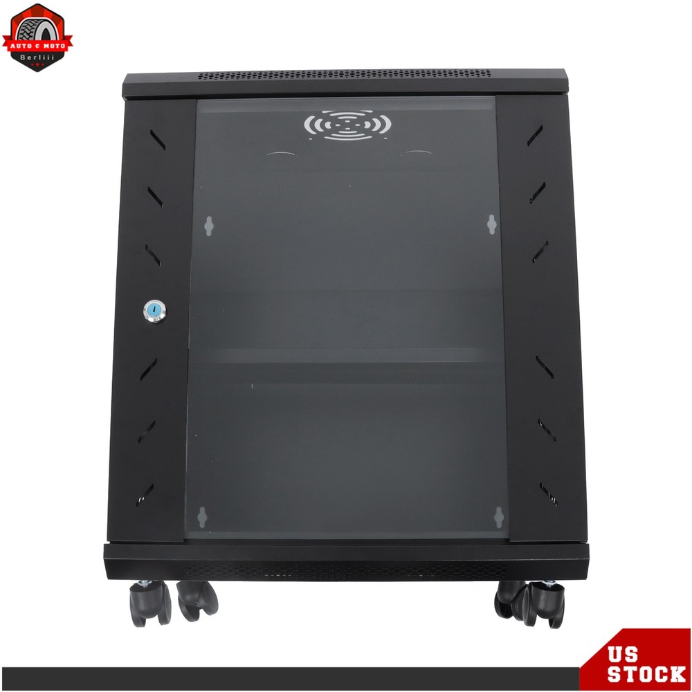 12U Network Server Cabinet Rack Wall Mount 15.5'' Deep Door Lock High Security
