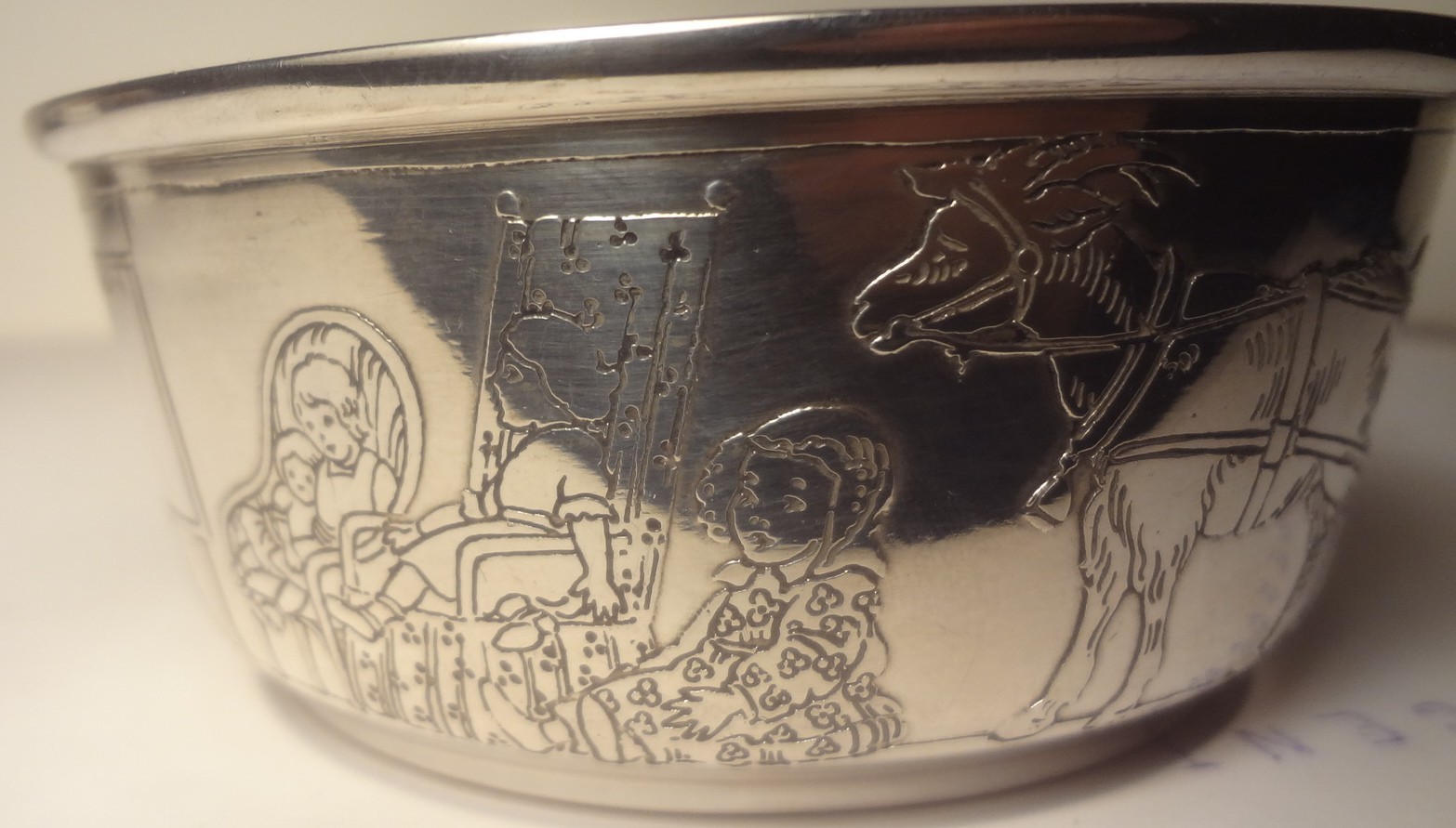 e1900's R. BLACKINTON & CO. sterling silver NURSERY RHYME BABY BOWL marked #219