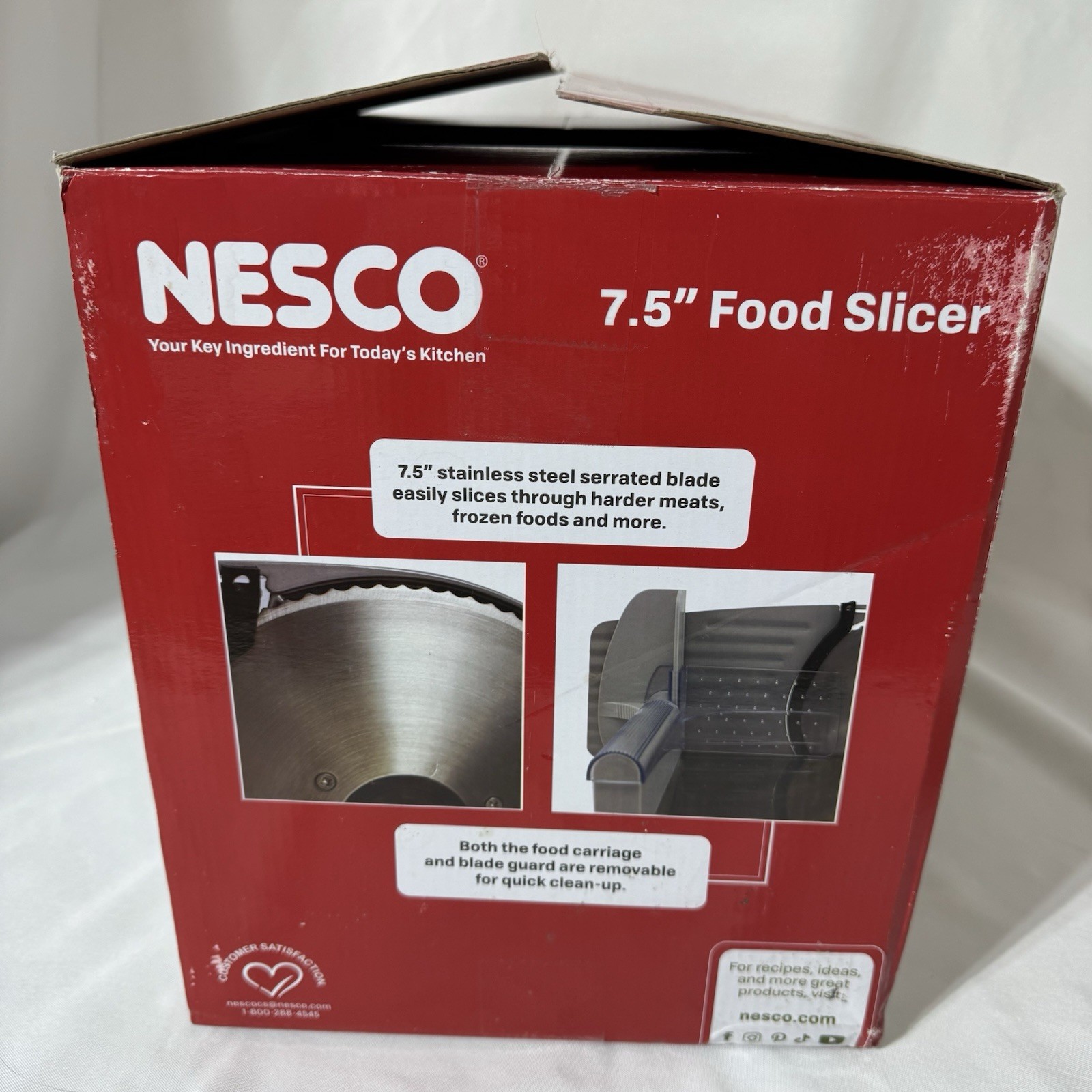 NESCO Stainless Steel 7.5” Food Slicer Adjustable Thickness Silver FS-200 TESTED