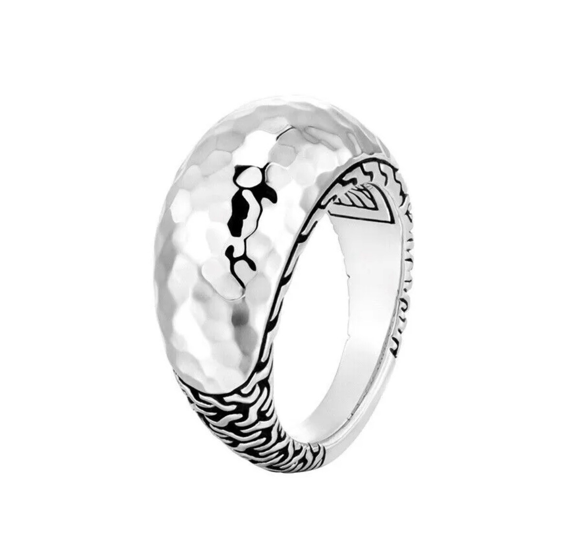 John Hardy Sterling Silver Classic Hammered Dome Ring Size 7