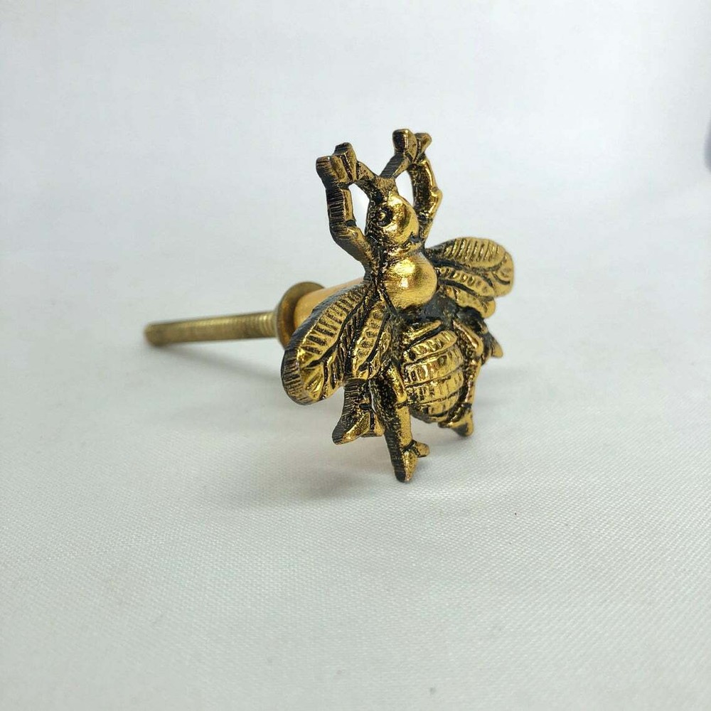 2 Vintage Gold Brass Bumblebee Bee Wardrobe Drawer Pulls Knobs Cabinet Handles