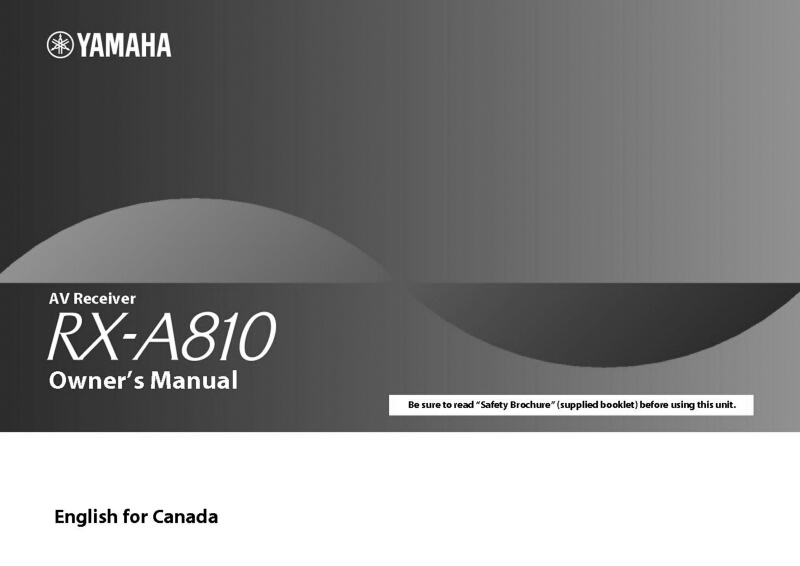 Yamaha RX-A810 Receiver Owners Manual