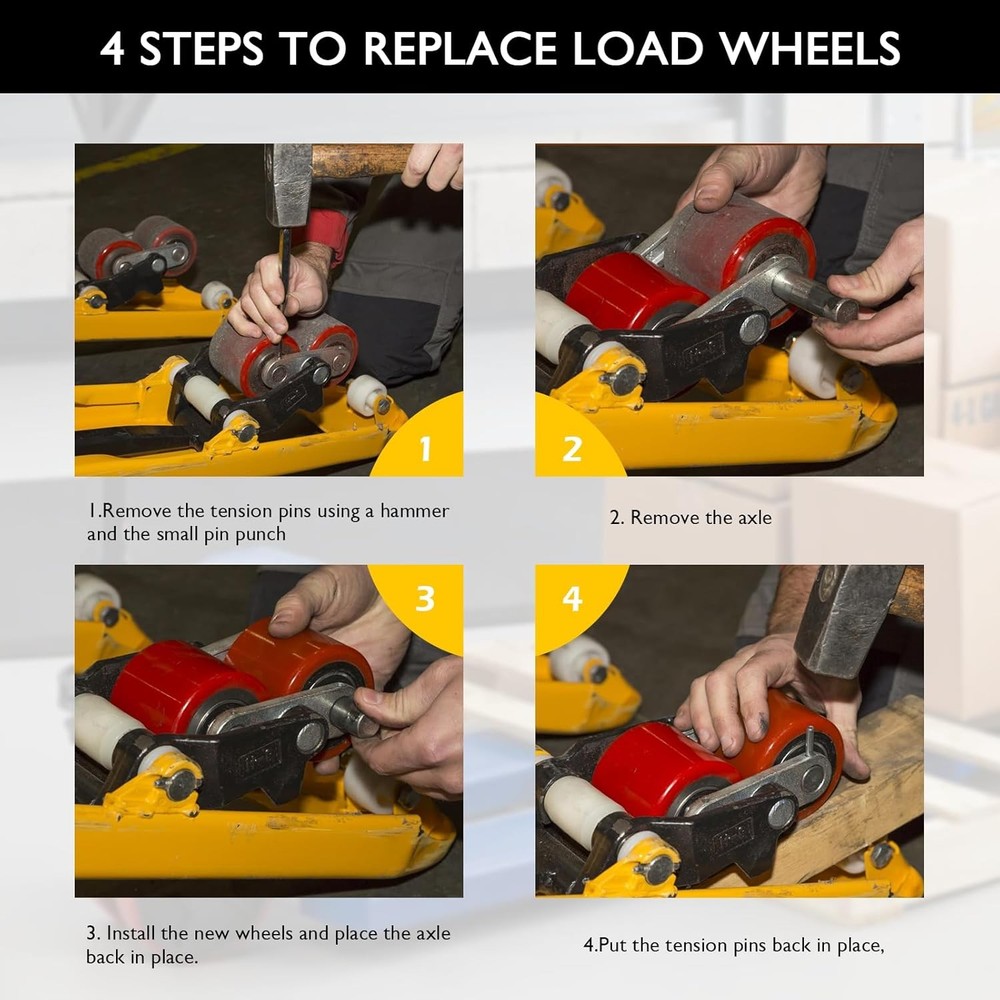 Pallet Jack/Truck Full Replacement Kit Steering Wheels 7"x 2" Front Load Roller