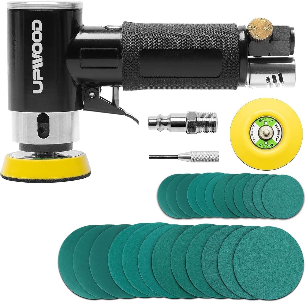 Small Pneumatic Random Orbital Sander Kit with Hook And Loop Sanding Pads