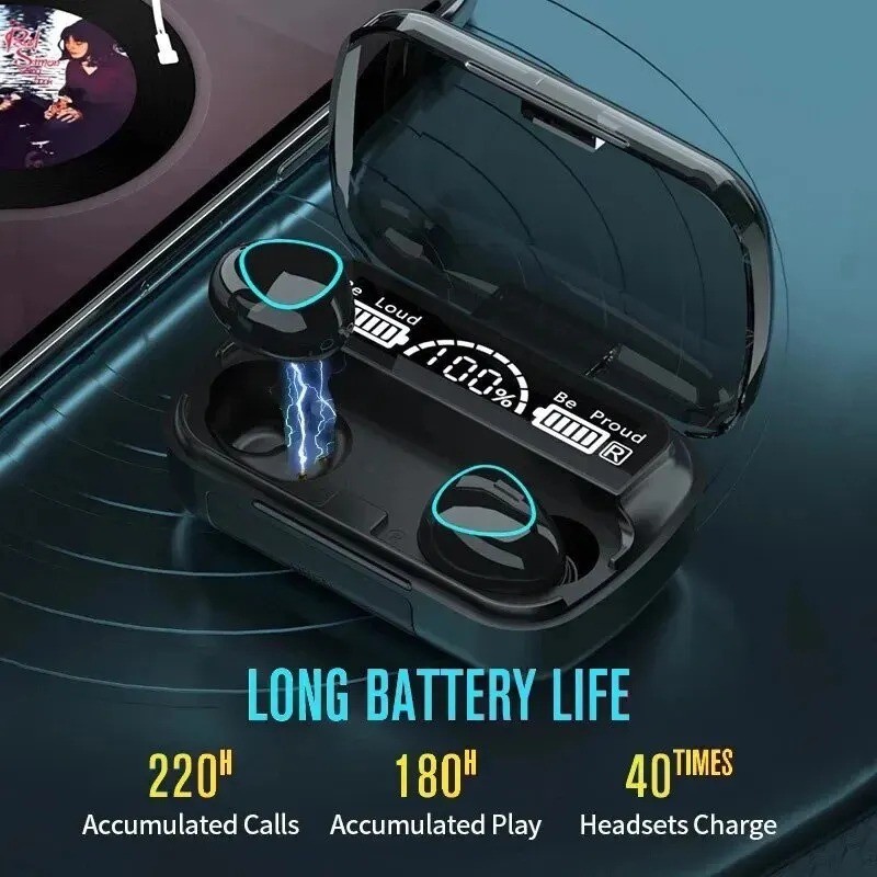 TWS Bluetooth Earbuds Waterproof 5.3 Bluetooth Headset Noise Cancelling Wireless