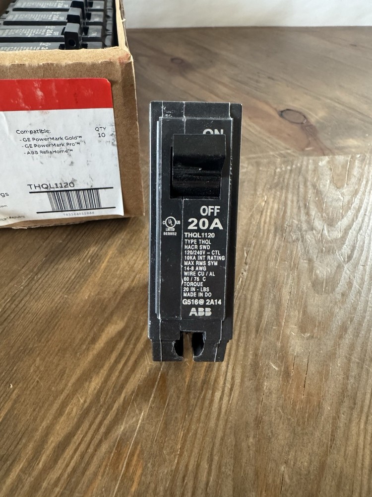 ABB THQL1120 20A Single Pole Circuit Breakers - New - Box of 10
