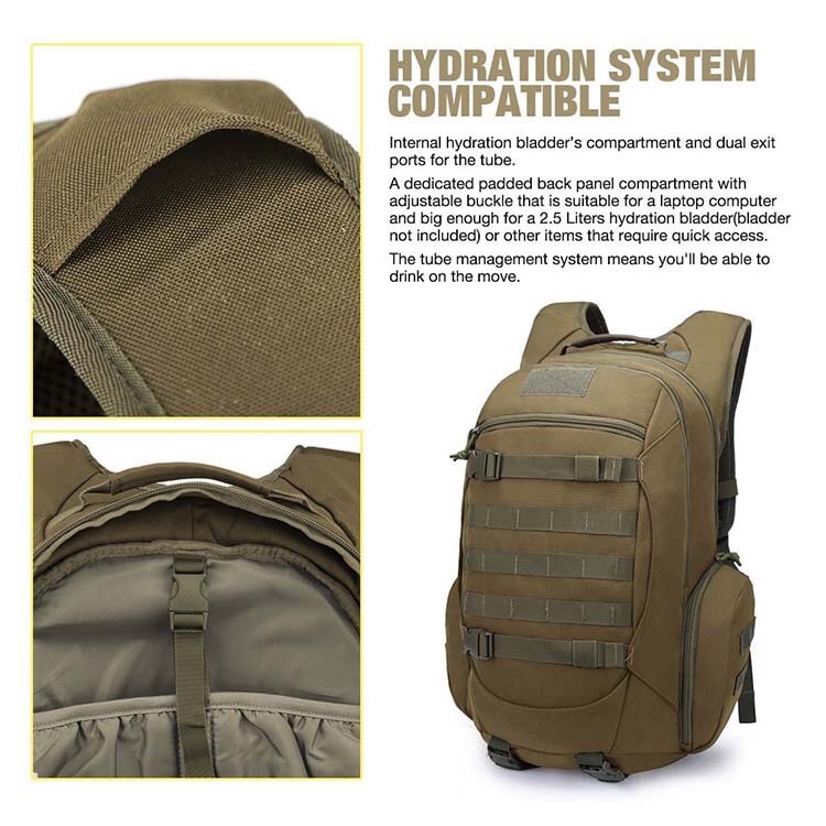 Tactical Backpack Day Pack Hiking Field Bug Out Bag w/ Molle System