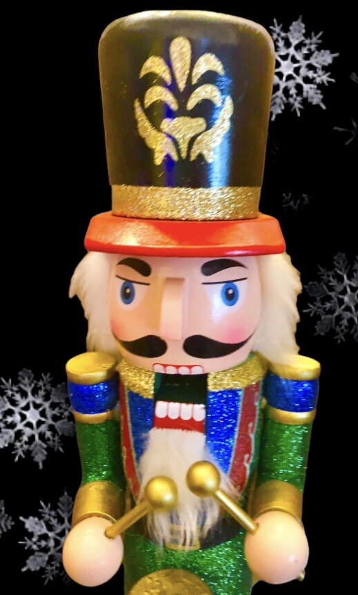 15” Christmas Wooden Nutcracker Drummer,hand painted,with mouth Opening Action