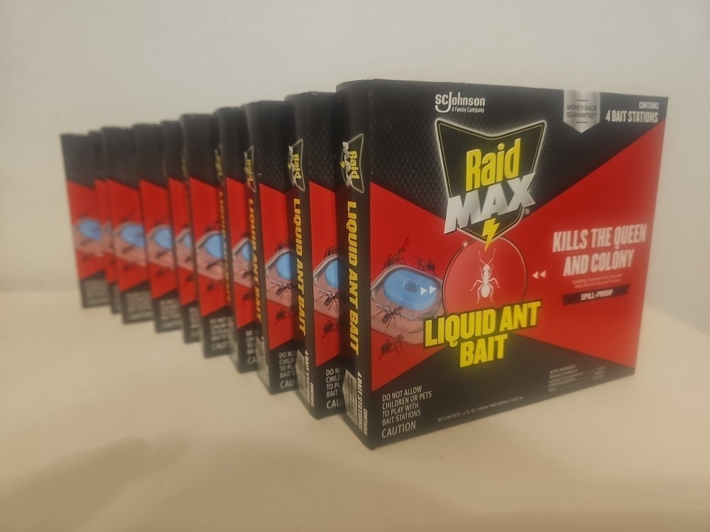 (10-boxes) Raid MAX Liquid Ant Bait 4 Count Pack. 40 Total Bait Stations